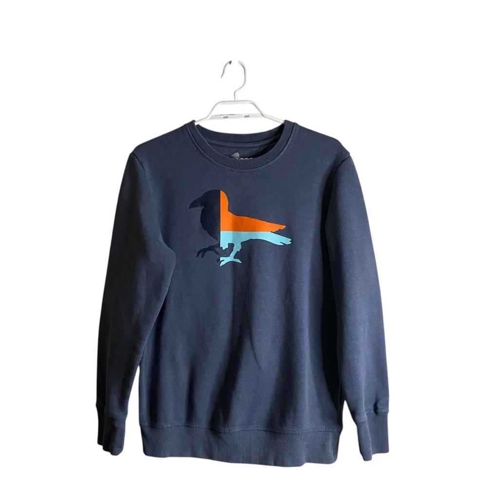 Modern Amusement Women's Blue Graphic Bird Cotton Blend Crewneck Sweatshirt